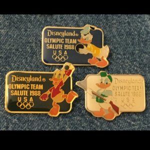Lot of 3 ~ Donald Duck Disney Pins~ Bowling~Handball~Shooting~Olympic 1988 Seoul